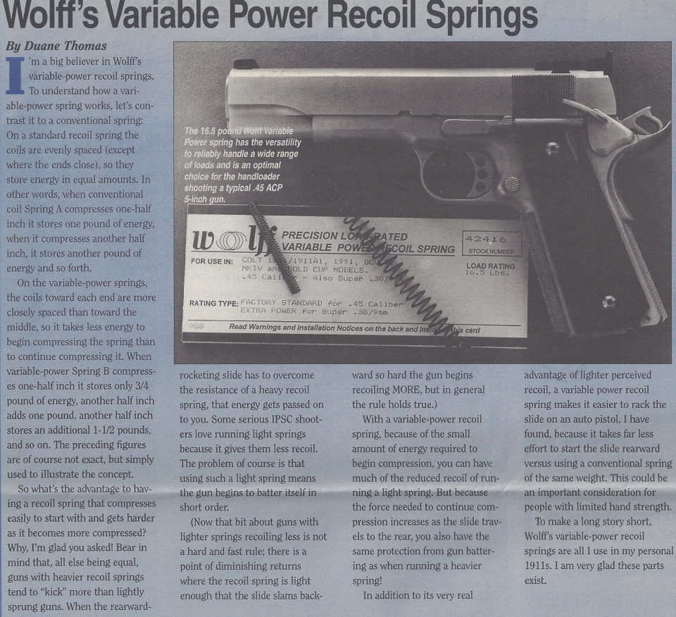 Wolff's Variable Recoil Power Springs